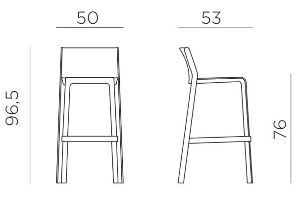 Стул пластиковый барный Nardi Trill Stool Стул пластиковый барный Nardi Trill Stool