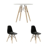 Стол EAMES D80 белый + 2 стула EAMES style черные