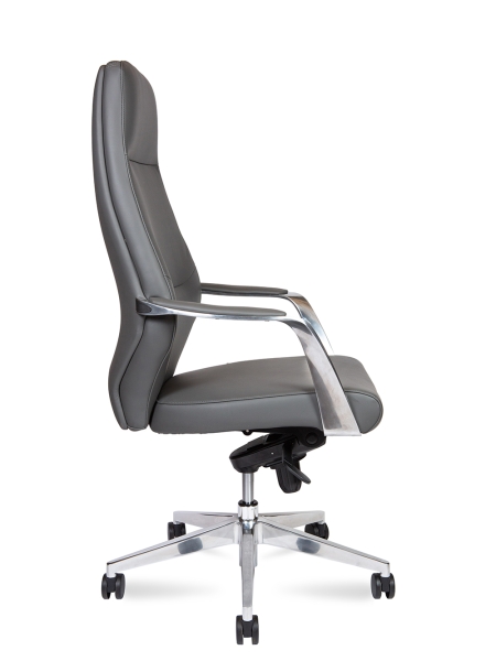 Кресло офисное Capital серый, экокожа и металл, мягкое сиденье, с подлокотниками