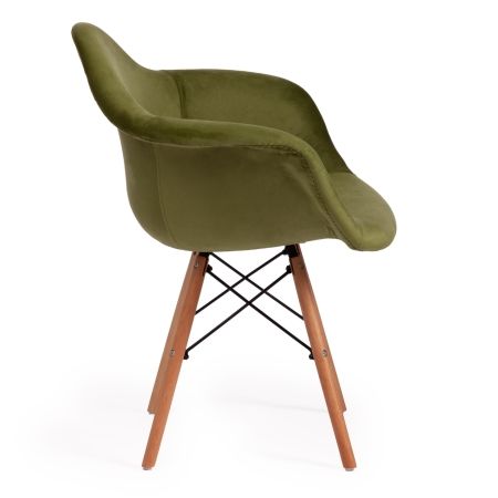 Кресло Secret De Maison CINDY SOFT EAMES (mod. 101) дерево береза, металл, мягкое сиденье, ткань, 61х60х80 см, зеленый (HLR 54), натуральный