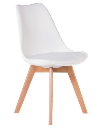 Набор 4 шт Стул обеденный JERRY SOFT, ножки светлый бук сиденья белый (W-02)
