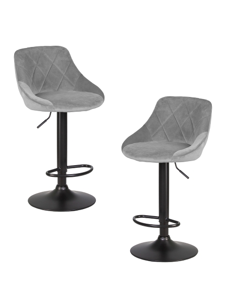 Набор 2 шт Стул барный LOGAN BLACK, серый велюр (MJ9-75)