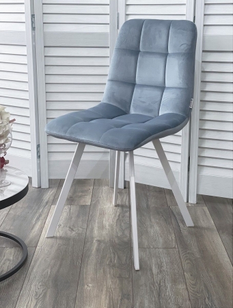 Стул CHILLI SQUARE G108-56 пудровый синий велюр, белый каркас