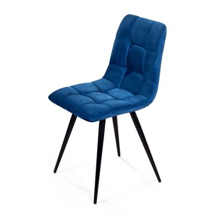 Стул UNO бархат синий, черный конус