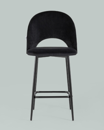 Стул полубарный Меган велюр черный