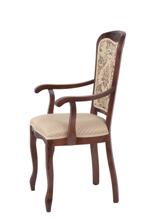 Кресло с подлокотниками Мартин тон 317 патина черная, ткань Агата серая