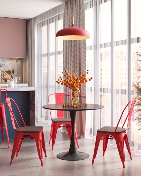 Стул TOLIX WOOD красный глянцевый Стул TOLIX WOOD красный глянцевый