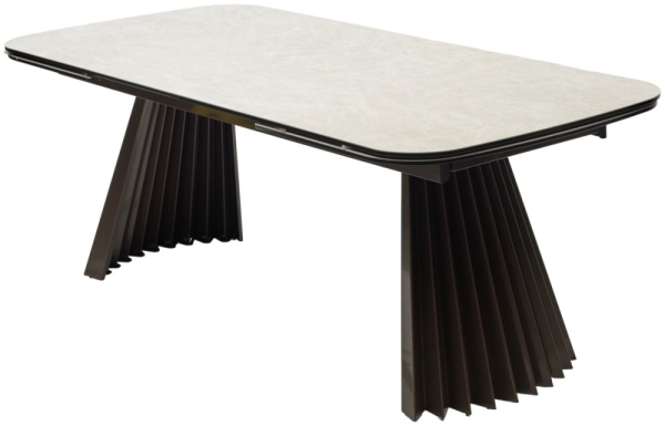 Стол ASTRID 200 TL-102 бежевый мрамор, испанская керамика, Шоколадное золото каркас