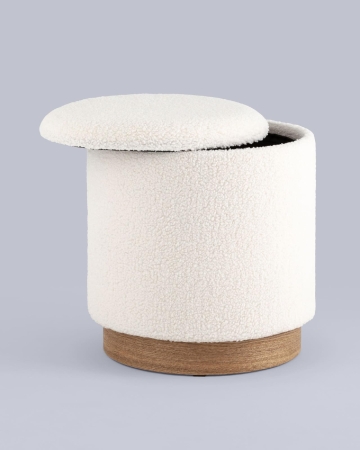 Пуф с ящиком Холли S тедди белый