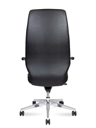 Кресло офисное Capital черный, экокожа и металл, мягкое сиденье, с подлокотниками