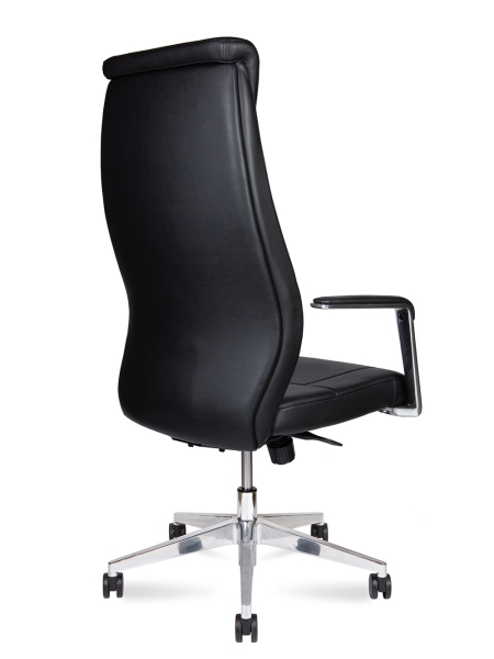 Кресло офисное Davos черный, экокожа и металл, мягкое сиденье, с подлокотниками