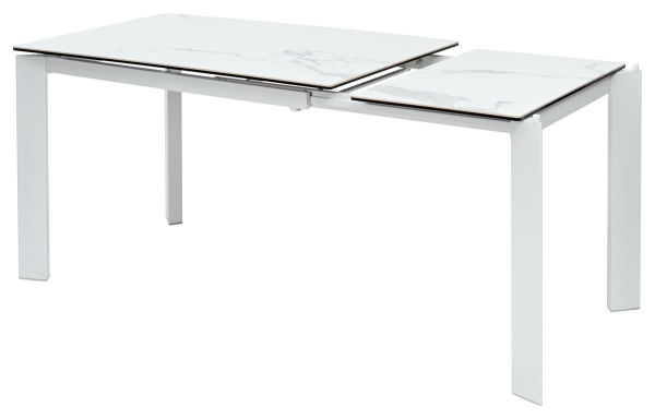 Стол CORNER 120 HIGH GLOSS STATUARIO керамика, белый каркас