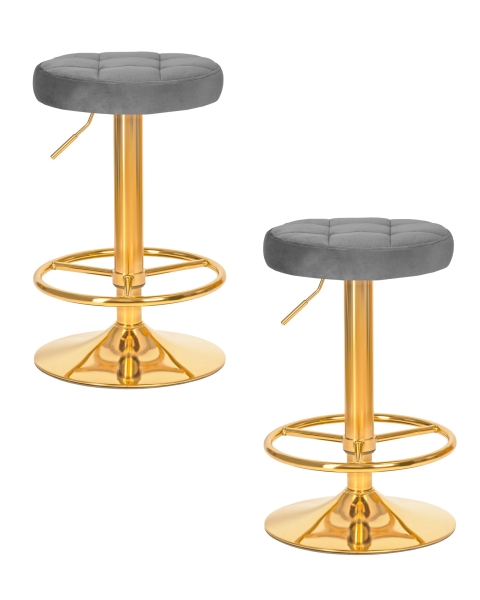 Набор 2 шт Табурет барный BRUNO GOLD, серый велюр (MJ9-75)