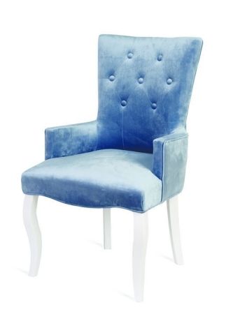 Деревянное кресло Виктория небесно-голубое с белыми ножками