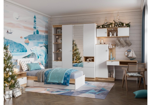 Компьютерный стол Джидда 1500 белый, дуб делано