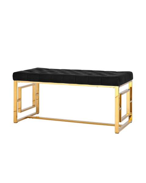 Банкетка-скамейка БРУКЛИН велюр черный сталь золото Банкетка-скамейка БРУКЛИН велюр черный сталь золото