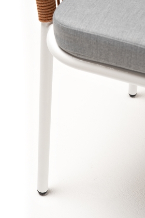 "Лион" стул плетеный из роупа, каркас из стали светло-серый (RAL7035) муар, роуп оранжевый меланж круглый, ткань светло-серая "Лион" стул плетеный из роупа, каркас из стали светло-серый (RAL7035) муар, роуп оранжевый меланж круглый, ткань светло-серая