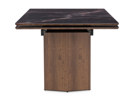 Стеклянный стол Монерон 200(260)х100х77 мейджик, орех кантри