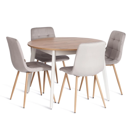 Стул CHILLY светло-серый и серый, велюр и металл, мягкое сиденье, без подлокотников