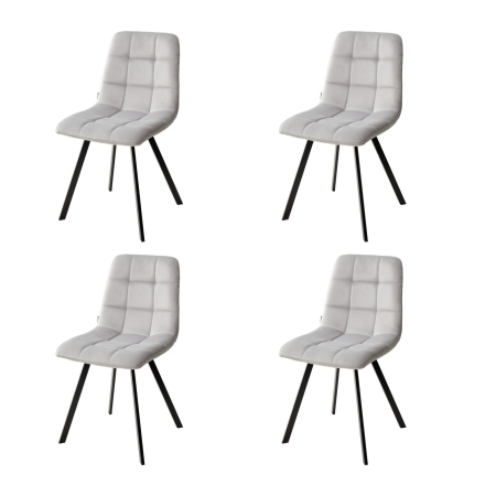 Стул CHILLI SQUARE BLUVEL-03 светло-серый, велюр, черный каркас