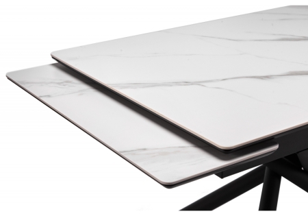 Керамический стол Мэриан 120(180)х80 snow alpin white, черный