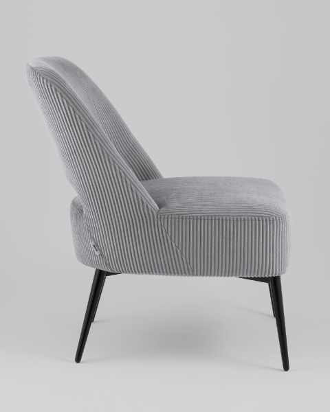 Кресло лаунж Бостон велюр рельефный светло-серый