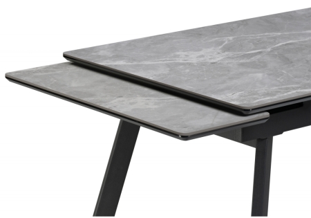Керамический стол Норман 140(200)х80 серый мрамор, черный