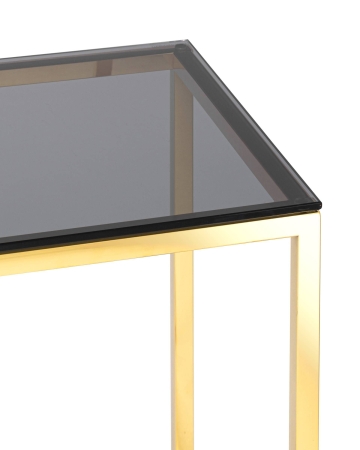Журнальный стол 40*40 ТАУН золото стекло дым