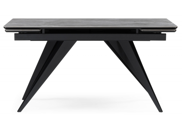 Керамический стол Дарвин 140(200)х80 серый мрамор larka grey, черный