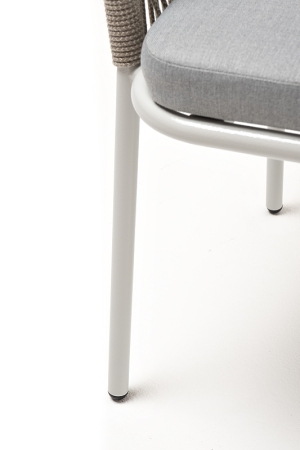 "Лион" стул плетеный из роупа, каркас из стали светло-серый (RAL7035) муар, роуп серый меланж круглый, ткань светло-серая "Лион" стул плетеный из роупа, каркас из стали светло-серый (RAL7035) муар, роуп серый меланж круглый, ткань светло-серая