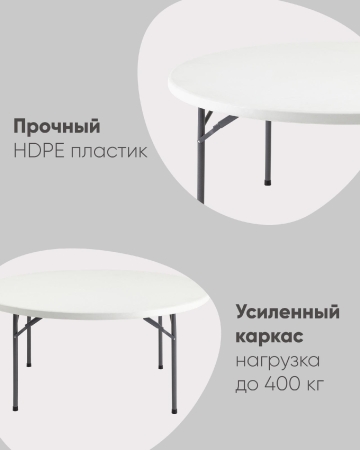 Стол круглый складной пластиковый Кейт 160