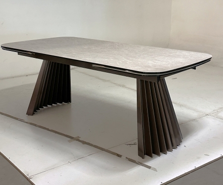 Стол ASTRID 200 TL-102 бежевый мрамор, испанская керамика, Шоколадное золото каркас