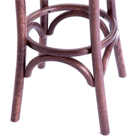 Барный деревянный табурет Венский 750 темный тон с мягким сиденьем из коричневой ткани