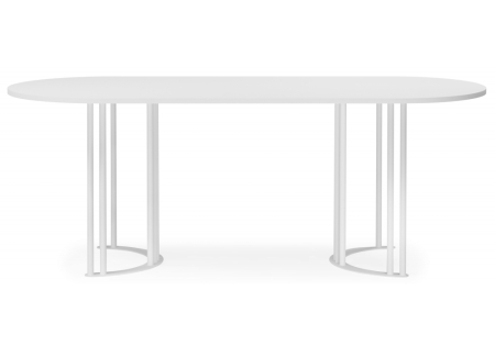 Стол деревянный Хьюго О 200 х 90 белая шагрень пленка, белые ноги