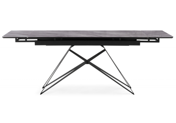 Стол стеклянный Блэкберн 140(200)х80 кристл серый мрамор, черный