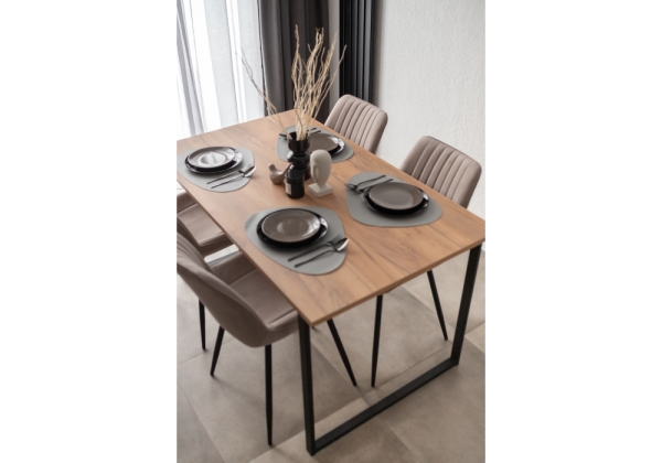 Стол деревянный Лиман 140 х 80 дуб крафт золотой, черный матовый