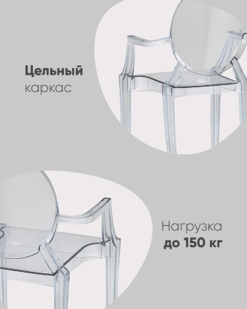 Стул Victoria Ghost с подлокотниками прозрачный