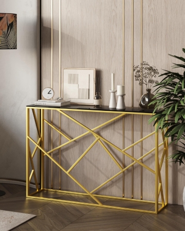 Консоль АРТ ДЕКО 115*30 золото стекло дым