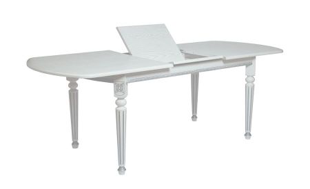 Стол овальный "Милорд-170" 90х170х220 белый, патина серебро