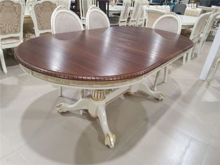 Стол "Азия" стол комбинированый, подстолье 1013 + патина золото, столешница темный орех