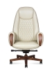 Кресло офисное Verdi слоновая кость, натуральная кожа и дерево и пластик, мягкое сиденье, с подлокотниками