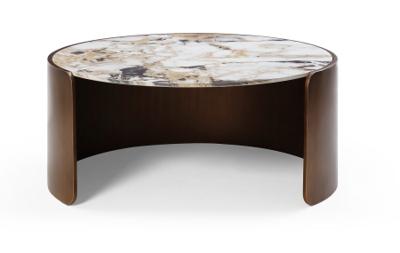 Стол журнальный CT3095CL (D90) белая керамика/бронзовый