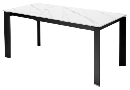 Стол CORNER 120 SINTERED STONE WHITE MARBLE, BLACK