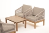 "Канны" лаунж-зона 4-местная из роупа со столиком "Канны" цвета "дуб", основание дуб, роуп бежевый