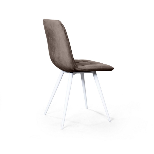 Стул UNO бархат пепельно-бежевый, белый конус Стул UNO бархат пепельно-бежевый, белый конус