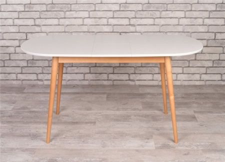 Стол овальный Алиса-1200 белый, натуральный, раздвижной