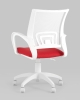Кресло офисное ST-BASIC-W TopChairs спинка белая сетка сиденье красная ткань крестовина белый пластик
