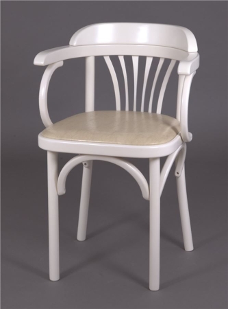 Деревянный стул Венский слоновая кость с мягким сиденьем из экокожи