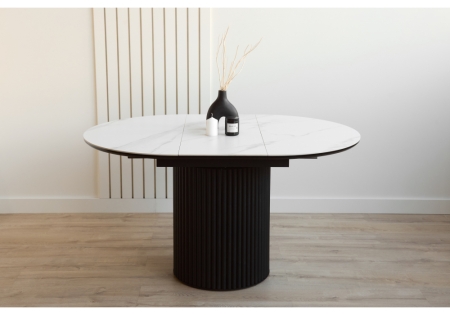 Керамический стол Стивен 100(140) snow white, черный