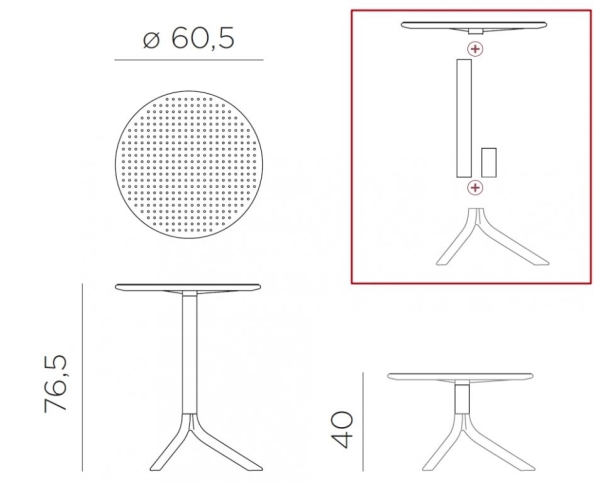 Стол пластиковый обеденный Step + Step Mini антрацит
